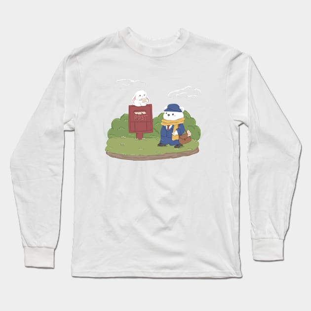 Mail Man Bear and Bunny | Bunniesmee Long Sleeve T-Shirt by GambarGrace